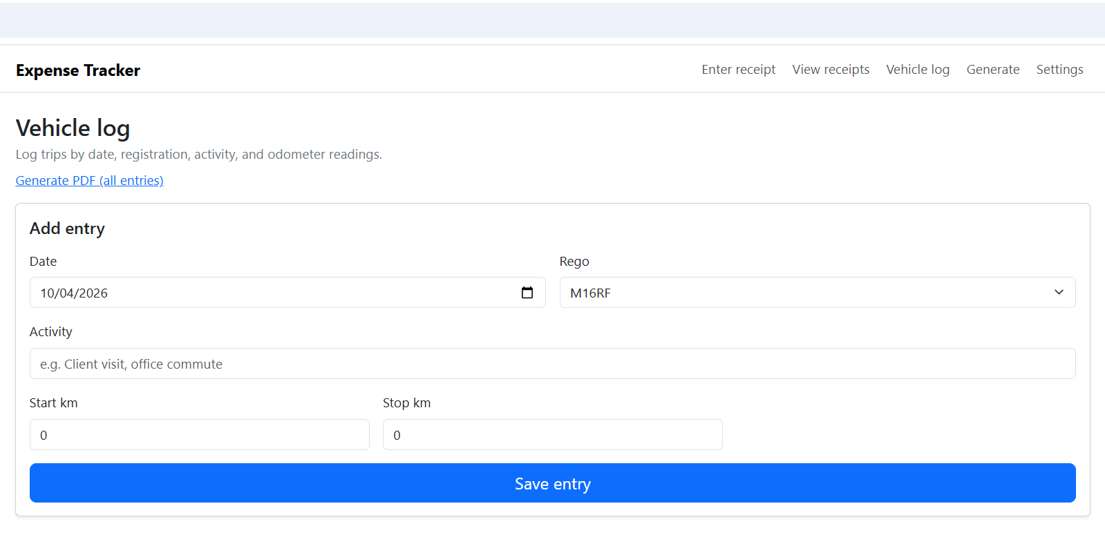 Expense Tracker screenshot
